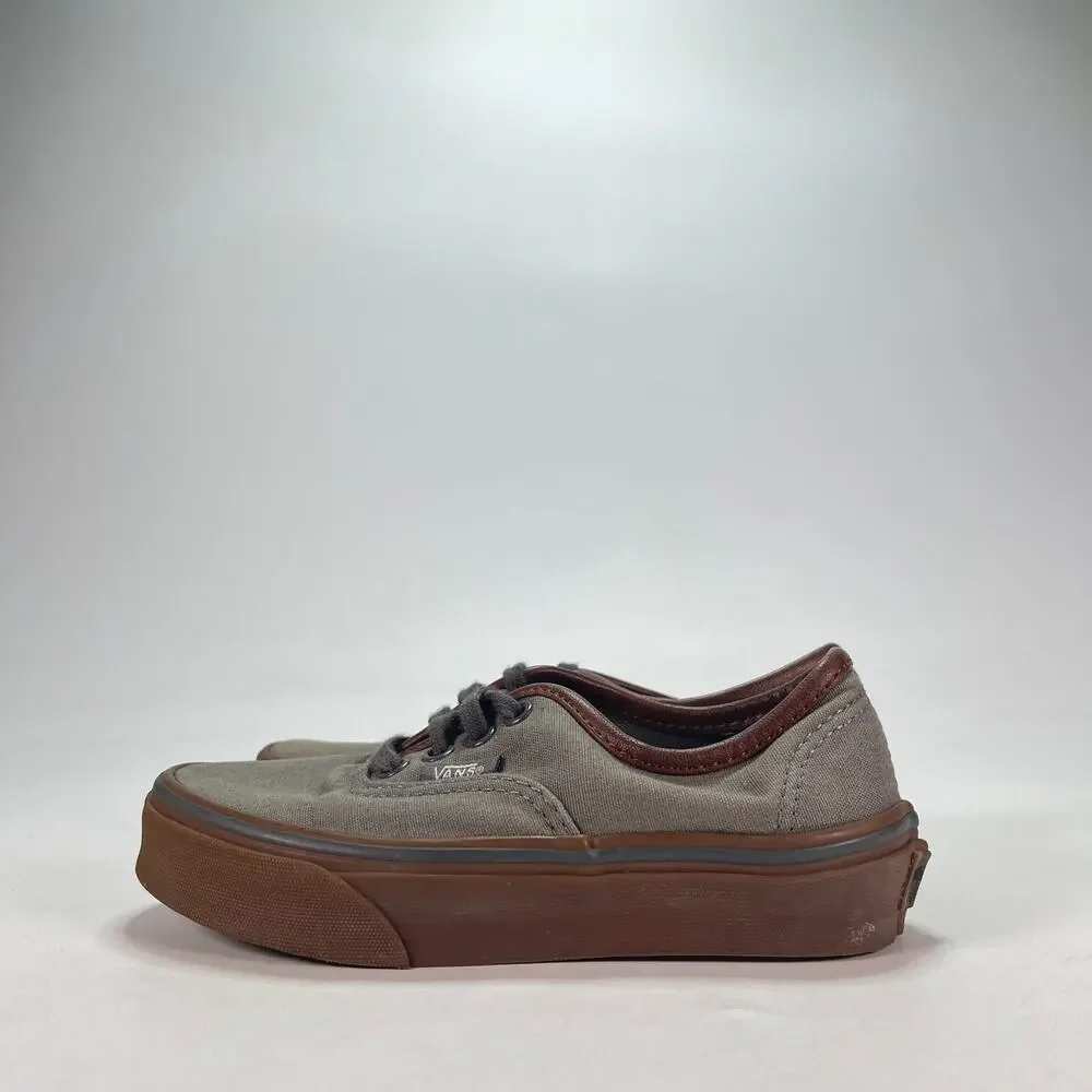 Vans Era Pewter Grey Brown Gum Canvas Authentic Low Top Skate Shoes Kids Sz 13.5